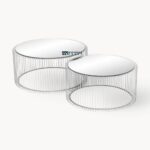 Set of 2 Glass Top Coffee Tables Silver Finish - Image 3