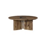 Round Acacia Wood Coffee Table with Natural Finish - Image 4
