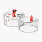 Set of 2 Glass Top Coffee Tables Silver Finish - Image 4