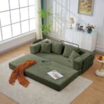 Zen Plush Modular Floor Sofa Cum Bed – Olive Green