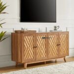 Solid Wood Designer Sideboard Cabinet with Chevron Pattern – Natural Finish - Image 3