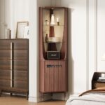 Wooden Corner Bar Cabinet with Wine Storage for Living Room - Image 2