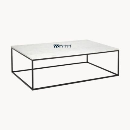 Large Marble Coffee Table for Living Room White & Black Marble