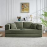 Zen Plush Modular Floor Sofa Cum Bed – Olive Green - Image 3