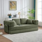 Zen Plush Modular Floor Sofa Cum Bed – Olive Green - Image 4