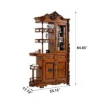 Brown Solid Wood Retro Double Sided Wine Cabinet for Home Bar - Image 4