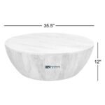 Solid Wood Single Drum Coffee Table with Sculpted Design - Image 4