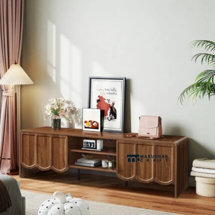 Solid Wood TV Stand with Sturdy Construction and Traditional Contemporary Design