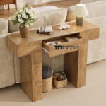 Long Wooden Rectangular Console Table with Smooth Drawer Storage - Image 3