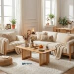 Rectangle Solid Wood Coffee Table with Rattan