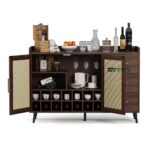 Bar Cabinet with 3 Drawers and Woven Rattan Doors for Home - Image 5