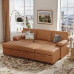 ComfortMax Fabric Sofa Cum Bed with Storage – Tan Brown