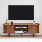 Mid Century Modern TV Stand with Tambour Door