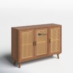 Solid Wood Cane Front Sideboard Cabinet with Storage – Walnut Finish - Image 4