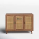 Solid Wood Cane Front Sideboard Cabinet with Storage – Walnut Finish - Image 5