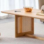 Rectangle Solid Wood Coffee Table with Rattan - Image 5