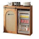 Wooden Bar Cabinet with Sliding Door and Storage for Home - Image 4