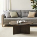 Round Walnut Wood Coffee Table with Rich Finish