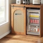 Wooden Bar Cabinet with Sliding Door and Storage for Home - Image 2