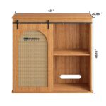 Wooden Bar Cabinet with Sliding Door and Storage for Home - Image 3