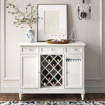 Solid Wood Bar Cabinet with Spacious Storage for Home Bar