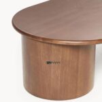 Solid Oak Wood Oval Coffee Table Dark brown lacquered oak wood - Image 2