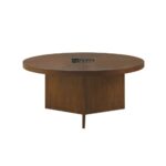 Round Walnut Wood Coffee Table with Rich Finish - Image 5