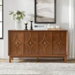 Solid Wood Designer Sideboard Cabinet with Carved Front – Walnut Finish - Image 2