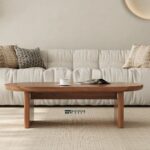 Oval Walnut Coffee Table with Mid-Century Modern Design - Image 5
