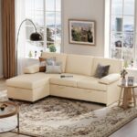 ComfortMax Fabric Sofa Cum Bed with Storage – Ivory Cream - Image 4