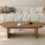 Oval Walnut Coffee Table with Mid-Century Modern Design - Image 2