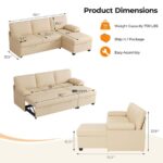 ComfortMax Fabric Sofa Cum Bed with Storage – Ivory Cream - Image 2