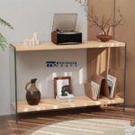Modern Console Entryway Table with Tempered Glass Top and Strong Frame - Image 3