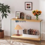 Modern Console Entryway Table with Tempered Glass Top and Strong Frame - Image 4