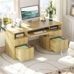 Solid Wood Study Table with Storage Cabinets - Image 4