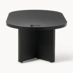 Solid Wood Oval Coffee Table Black lacquered oak wood - Image 5