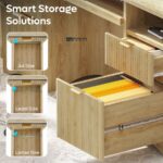 Solid Wood Study Table with Storage Cabinets - Image 5