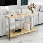Modern Console Entryway Table with Tempered Glass Top and Strong Frame - Image 2
