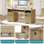 Solid Wood Study Table with Storage Cabinets - Image 2