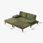 Modern Wooden Convertible Lounge Sofa in Green Fabric - Image 2