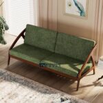 Solid Wood Upholstered Sofa with Ash Wood Frame and Removable Fabric Cover
