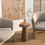 Round End Table with Fluted Pedestal Base - Image 2