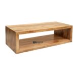 Shaped Wooden Coffee Table with Open Bottom Shelf - Image 4