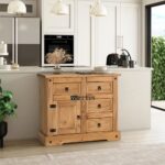 Solid Wood Farmhouse Buffet Cabinet Sideboard with 4 Drawers and 1 Door