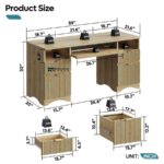 Solid Wood Study Table with Storage Cabinets - Image 3