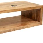 Shaped Wooden Coffee Table with Open Bottom Shelf - Image 5