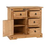 Solid Wood Farmhouse Buffet Cabinet Sideboard with 4 Drawers and 1 Door - Image 2