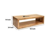 Shaped Wooden Coffee Table with Open Bottom Shelf - Image 3