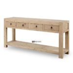 Solid Wood Console Table with Drawers & Open Shelf – Natural Finish - Image 3