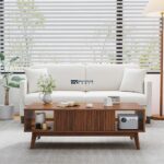 Modern Solid Wood Coffee Table with Storage in White Finish - Image 2
